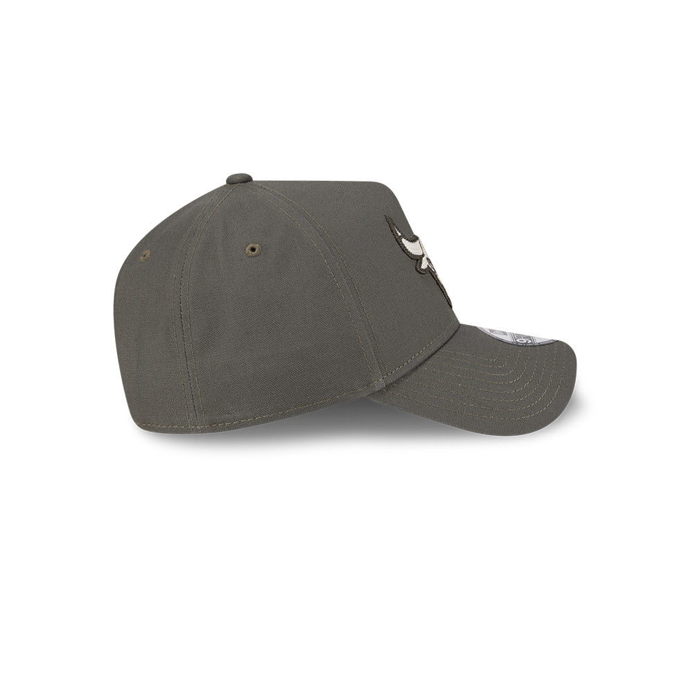 Chicago Bulls Hat - Moss Canvas Chainstitch 9Forty A-Frame NBA Snapback Cap - New Era